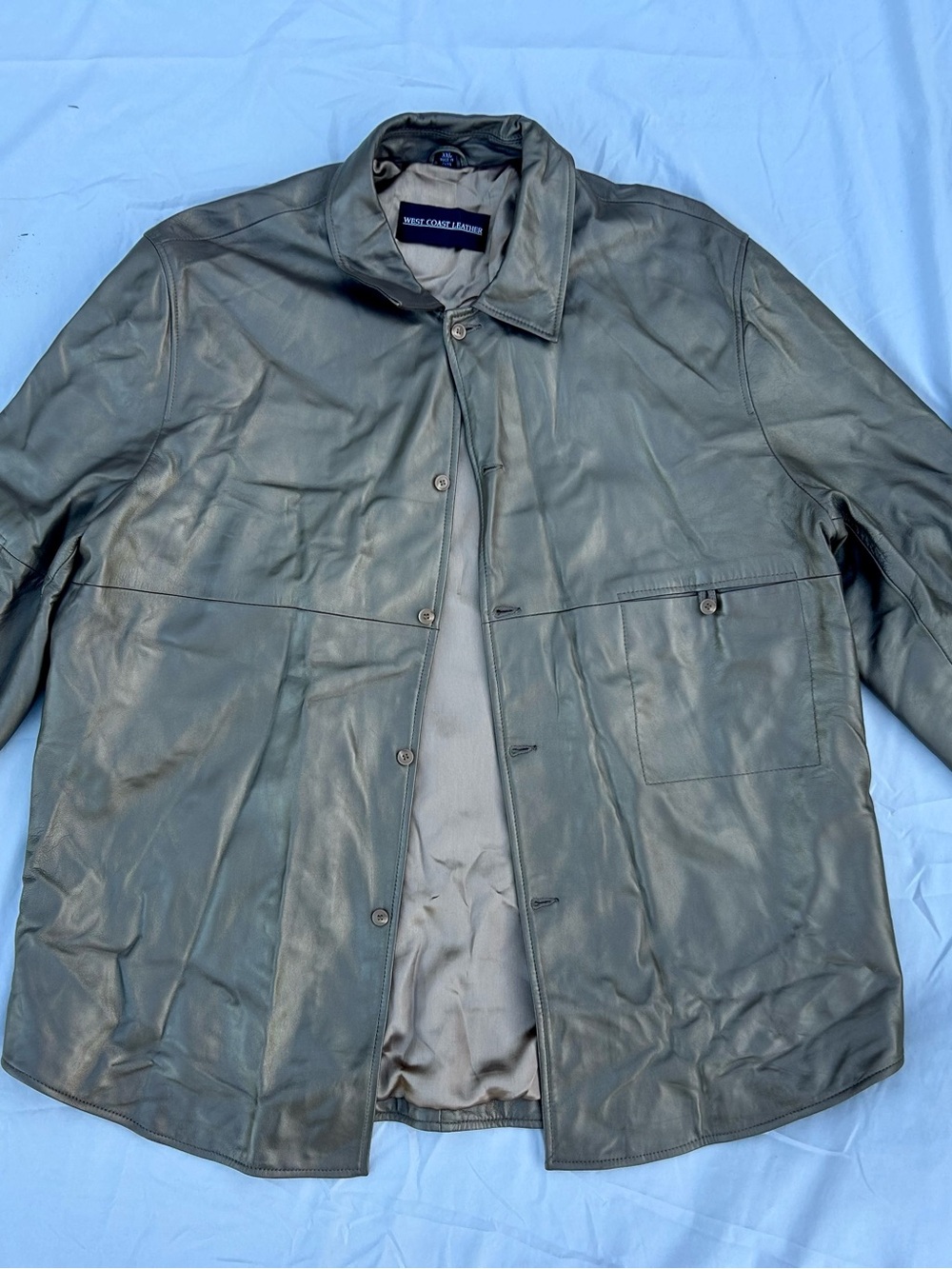 West Coast leather Men's Leather Jacket in pewder/gold color